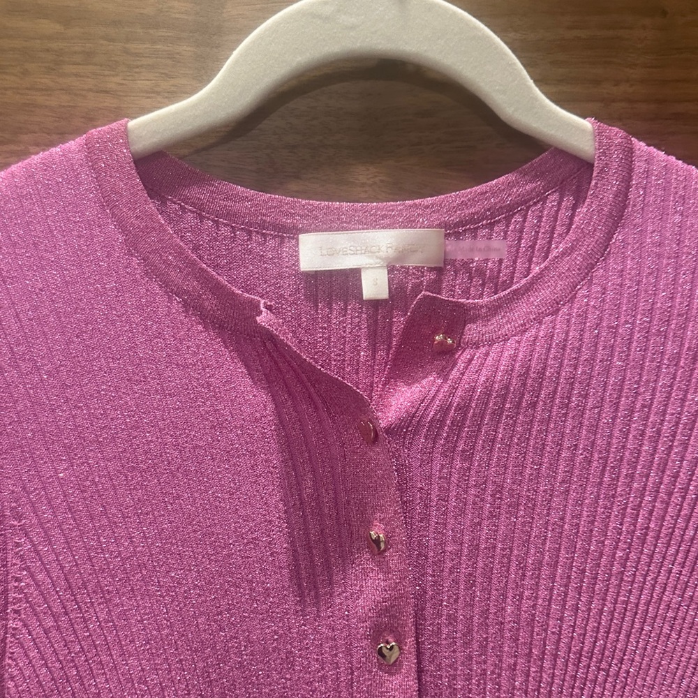 LoveShackFancy Pink Ribbed Cardigan - Picture 2 of 5